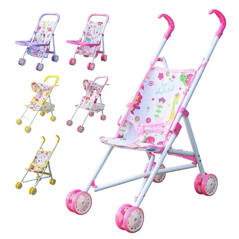 Doll Stroller Foldable Infant Doll Carriage Foldable Kid Stroller With Bottom - £68.26 GBP+