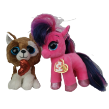 Ty Beanie Boo Lot Smootches Dog Ruby Pink Pony Plush Love Kisses Stuffed Animal - £10.06 GBP