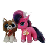 Ty Beanie Boo Lot Smootches Dog Ruby Pink Pony Plush Love Kisses Stuffed... - £9.96 GBP