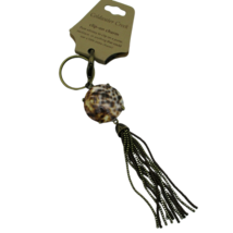Clip On Charm Coldwater Creek Key Chain Fob Faux Shell Tassel Brown NWT - £5.47 GBP
