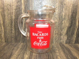 Vintage Bacardi Rum and Coca-Cola 2 Quart Glass Pitcher Coke Collectible - $29.69