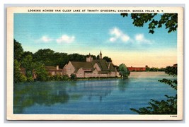 Trinity Episcopal Church Van Cleef Lake Seneca Falls NY Linen Postcard N23 - $3.91