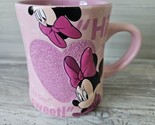 Walt Disney ParksCoffee Mug Cup Pink 3D Graphics glitter heart Minnie Mo... - $14.74