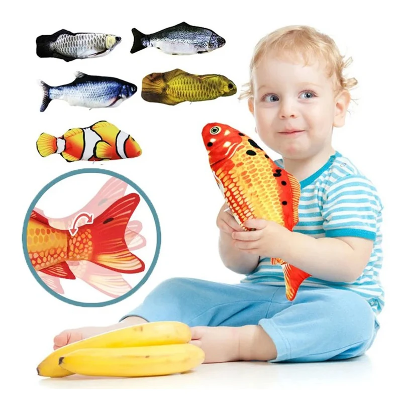 Kids Electric Pet Electric Floppy Fish Toy Toddler Interactive Soft Plush Toy - £10.31 GBP