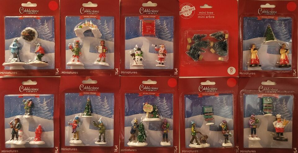 Christmas Winter Cobblestone Village Miniature Figurines S24, Select: Type - $3.49