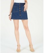 Women OAT Cotton Button-Front Denim Mini A-Line Skirt 2 front pockets 2 ... - £9.61 GBP