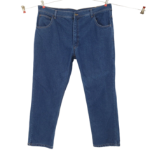 Key Flannel Lined Mens Jeans Size 42x32 Dark Blue Denim - £17.42 GBP
