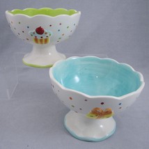 Cupcake Collection by Joy Ceramic Pedestal Ice Cream Dessert Bowls Scall... - $27.44