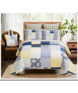 Farmhouse Garden Blue Bell Patchwork Printed Quilt Set with Bonus Tote B... - $87.29+