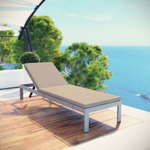 Shore Outdoor Patio Aluminum Chaise with Cushions Silver Beige EEI-2660-SLV-BEI - £399.18 GBP