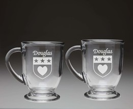 Douglas Irish Coat of Arms Glass Coffee Mugs - Set of 2 - £26.88 GBP