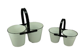 Zeckos Rustic Black and White Metal Double Planters Set of 2 - £37.02 GBP