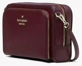 Kate Spade Stacie Dual Zip Crossbody Grenache Leather Dark Red KG036 NWT $259 FS - £78.48 GBP