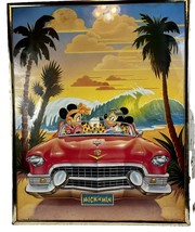 Disney Mickey & Minnie Mouse in Car #88007 Poster 20”x16” Framed Beach Palm 1988 - £17.17 GBP
