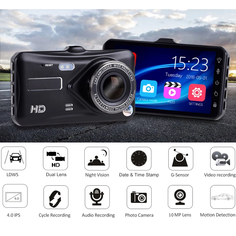 2024 New Dash Cam Front and Rear Camera CAR DVR Car Video Recorder Vehicle Black - £39.53 GBP+