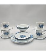 Corelle Blue Velvet 20-Pc Dinnerware Set Made In USA 1990's - $188.09