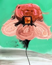 Jose Tonito Original Painting.STRANGE Flower #54Organic Surreal.Otherworldly art - $33.25