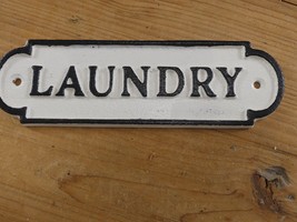 Cast Iron Laundry Room Sign Style Cast Iron Door White &amp; Black **Paint Blemishes - £9.53 GBP