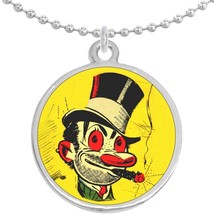 Vintage Carnival Circus Clown Round Pendant Necklace Beautiful Fashion Jewelry - £8.65 GBP