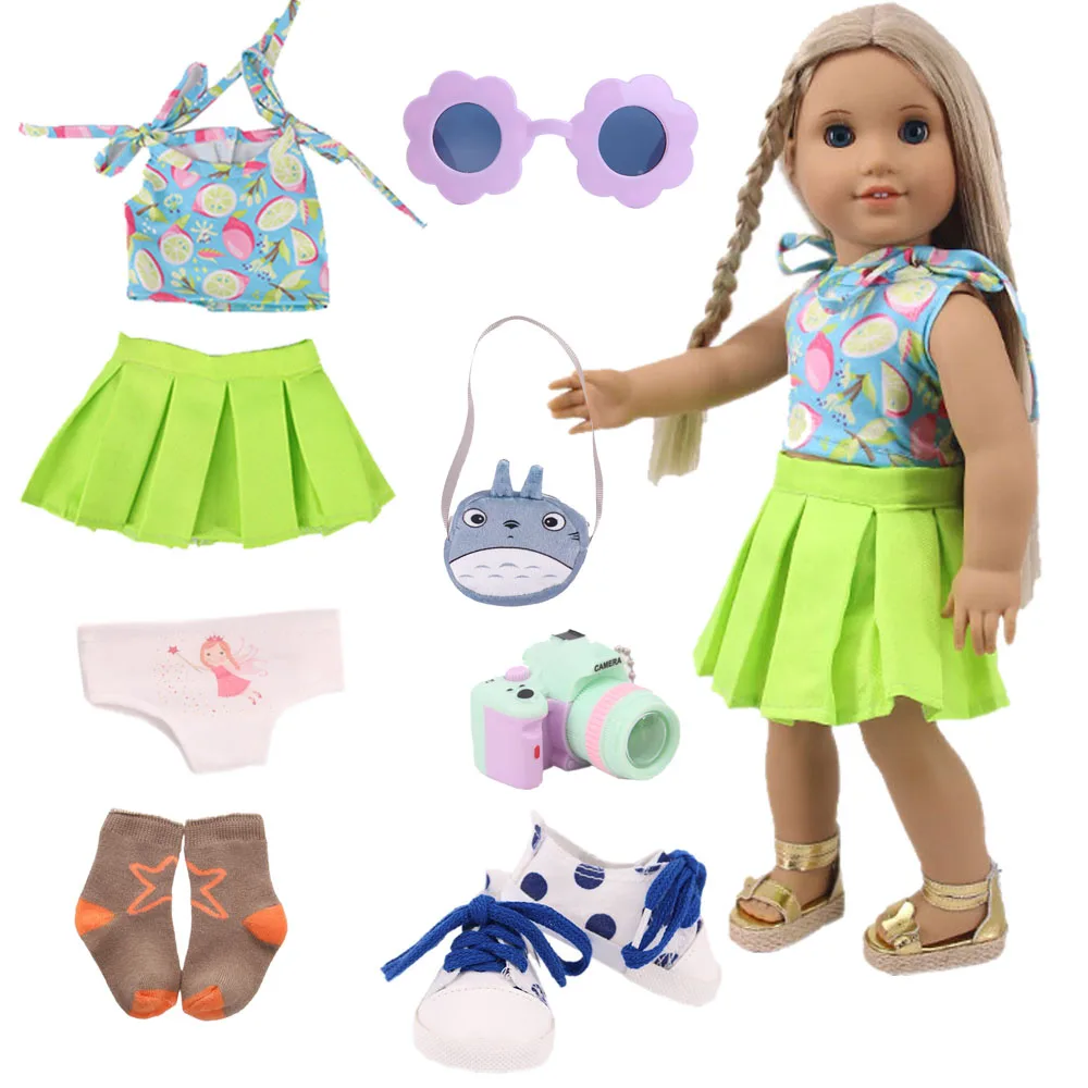 1 Set Doll Clothes=Dress Skirt+Cute Animals Bag For 18 Inch American&amp;43CM Reborn - £5.85 GBP+