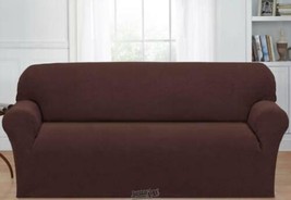 Stretch Basketweave Sofa Slipcover Chocolate - £37.46 GBP