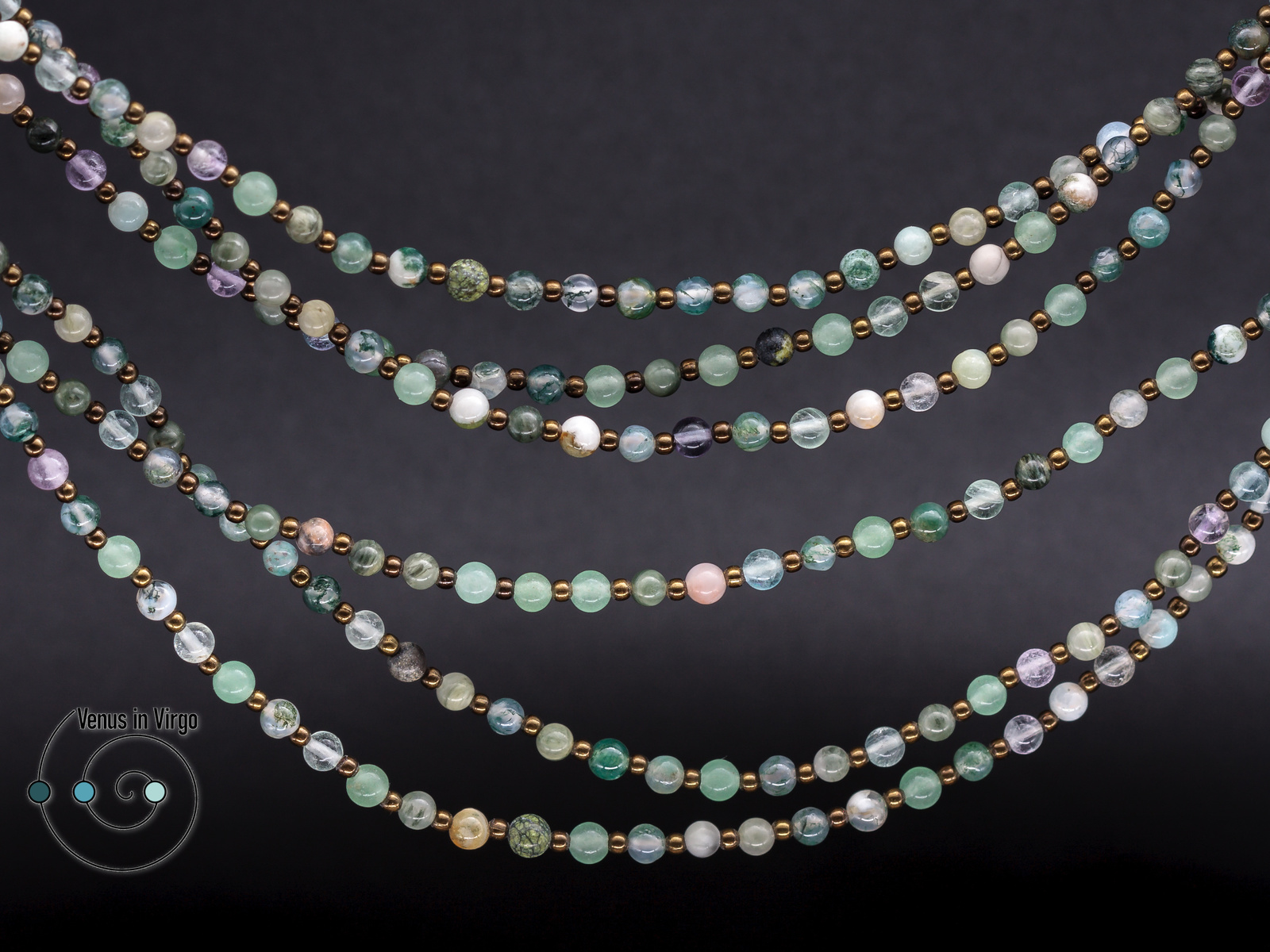 Primary image for long wrap boho bracelet/necklace, natural gems mix, green, St. Patrick's, ooak