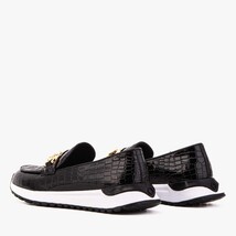 The Milan Black Croc-Embossed Patent Leather Women Sneaker image 8