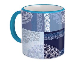 Mandala Squares : Gift Mug Modern Blue Decor Indian Esoteric - £12.70 GBP