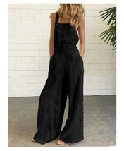 Retro Side Pocket Casual Wide-Leg Side Buckle Jumpsuit - £30.84 GBP