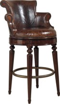 Counter Stool MAITLAND-SMITH Alec Aged Regency Mahogany Leather Upholstery - £3,795.38 GBP