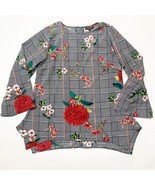 Isabel Womens Blouse Size Medium Floral Long Sleeve Round Neck Cotton - $220.06 MXN