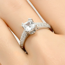 1.5 Carat Princess Cut Promise Engagement Ring 4 Prong Authentic Solid Silver - £44.69 GBP
