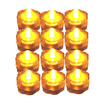 Submersible Waterproof Battery LED Tea Light ~ Wedding Decoration~Amber~ 12 Pack - £15.17 GBP