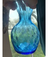 Empoli  Style Turquoise Blue Glass Vase 5.5&quot; Tall - $12.20