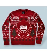 Bob Ross Happy Little Trees Sweater Medium Red Adult Ugly Christmas Part... - £22.66 GBP