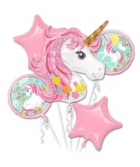 Pretty In Pink Unicorn Deluxe Balloon Bouquet - 5pc Mylar Kit - $18.99