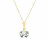 Galaxy Gold GG 14K Solid Yellow Gold Natural Aquamarine Heart Pendant Ne... - $351.44