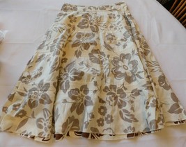 Roxy Women&#39;s Junior&#39;s Below Knee Length Skirt Size 0 off white brown floral - £16.55 GBP