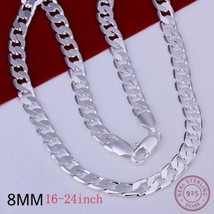925 Sterling Silver Figaro Chain 8mm Necklace Jewellery Curb Chains Neck... - £14.15 GBP