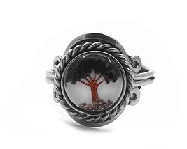 Mia Jewel Shop Tree of Life Mini Round Acrylic Chip Stone Inlay Silver Metal Rop - $17.81