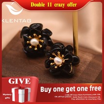 XlentAg  Natural Black Stone Classic Earrings Stud For Women Girls Engagement Je - £18.02 GBP