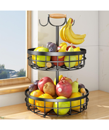 SAYZH 2-Tier Fruit Basket Bowl Vegetable Storage with Dual Banana Tree H... - £23.51 GBP