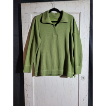 Men&#39;s Eddie Bauer XL Pull Over Sweater Green Zipper - $12.54