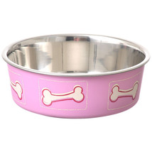 [Pack of 4] Loving Pets Bella Bowl with Rubber Base Coastal Pink 1 count - £28.91 GBP