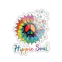 Hippie Soul Tie Dye Sunflower Peace Sign 4.1x3.3 Sticker Vinyl Decal Gif... - $109.97 MXN