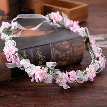 Pink Wreath  Flower Headbands for Women Girls Floral Tiaras and Crowns Bride Noi - £12.60 GBP