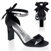 Pleaser ROMANCE-372 Women&#39;s Black 3&quot; Square Heel Closed Back Sandal W/Bow Shoes - £48.74 GBP