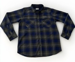 Columbia Omni-Wick Long Sleeve Button Up Blue &amp; Gray Plaid Shirt Men’s L... - $33.24