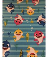 David Textiles - BABY SHARK 100% Cotton Fabric on Blue - by the 1/2 yd - £3.55 GBP
