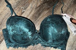 Daisy Fuentes ~ Womens Bra Push Up Underwire Lace Hunter Green ~ 36C - £18.47 GBP